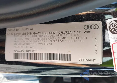 2018 Audi A6 3.0T Premium z USA, uszkodzony, nr VIN WAUG3AFC8JN006787